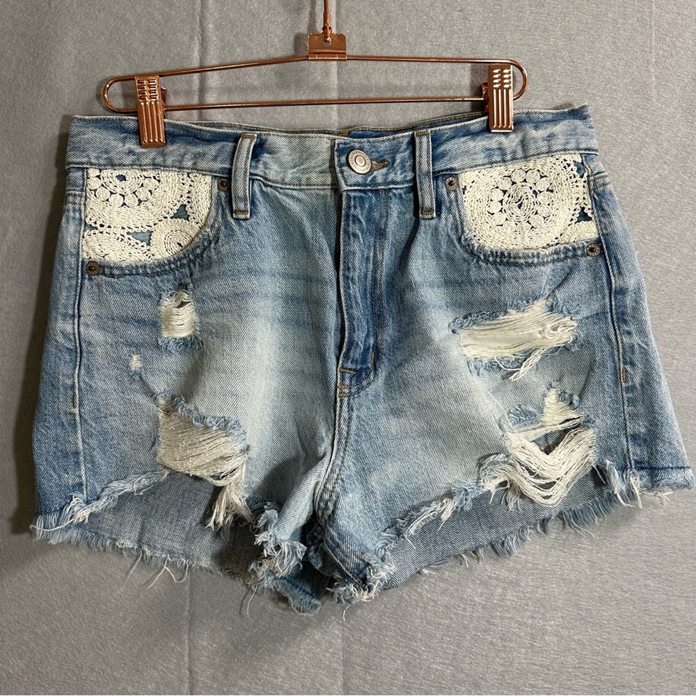 Aeropostale‎ vintage high rise shorts size 8 distressed jean denim